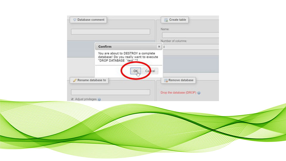 حذف دیتابیس از phpmyadmin