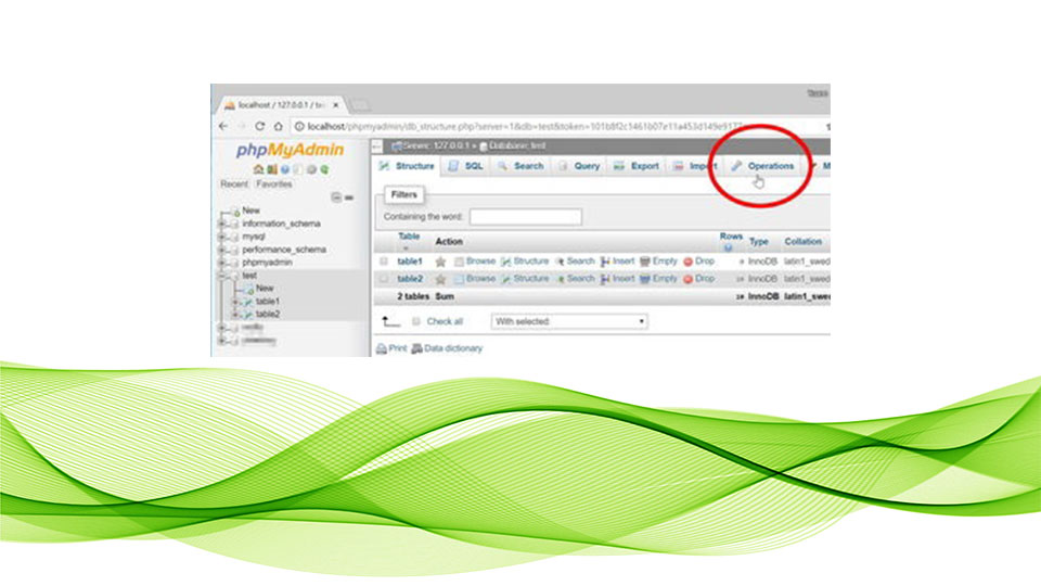 حذف دیتابیس از phpmyadmin