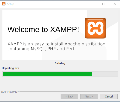 xampp در حال نصب