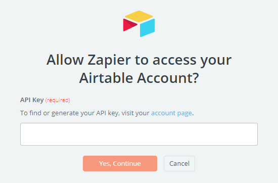 وارد کردن API Airtable
