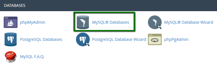 ایجاد یک پایگاه داده از منوی MySQL Databases