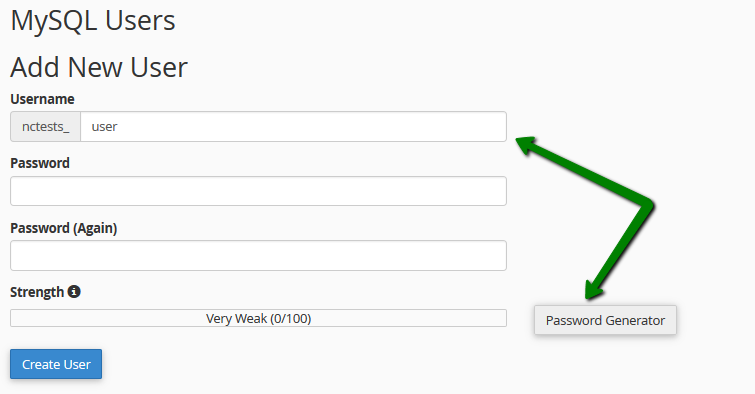 ایجاد MySQL User