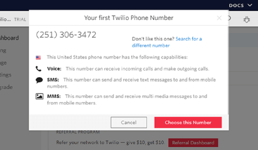 ورود شماره تلفن به حساب twilio