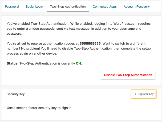 کلیک بر Register key