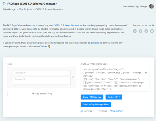 ایجاد کد با FAQPage JSON-LD Schema Generator