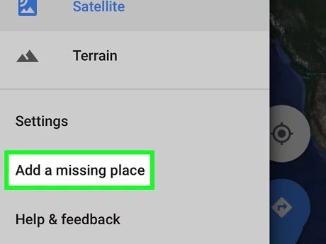 گزینه "افزودن مکان از دست رفته".