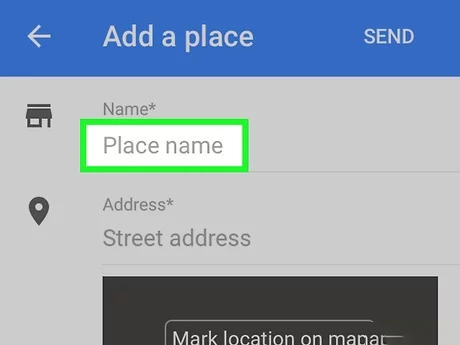 وارد کردن نام مکان در گوگل مپ.