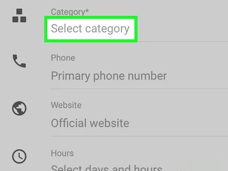 انتخاب دسته بندی برای مکان در گوگل مپ.