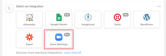 انتخاب Zoom Meetings