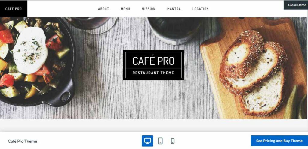 Cafe Pro، قالب وردپرس برای وب سایت رستوران