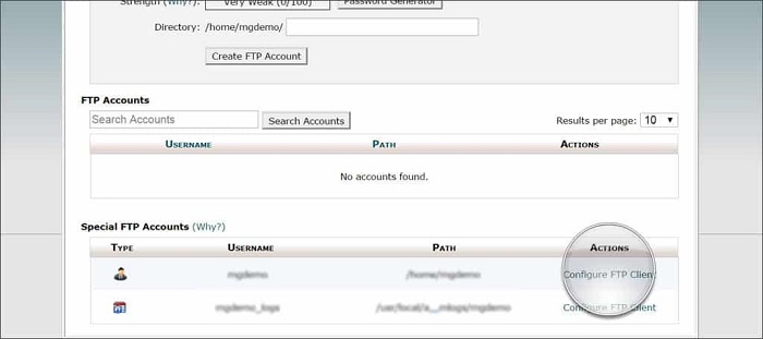 FTP Accounts در cPanel 