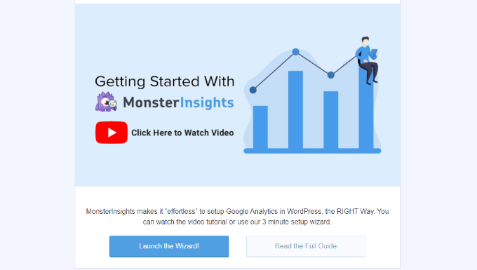 تجزیه تحلیل ویدیو وردپرس - راه اندازی ویزارد MonsterInsights 