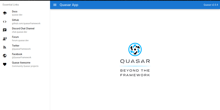 صفحه اصلی برنامه quasar