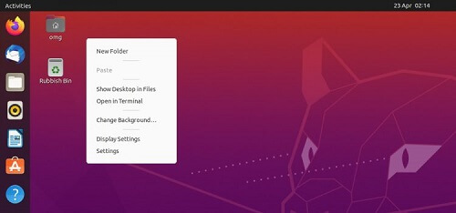 آیکون های دسکتاپ 20.04 Ubuntu